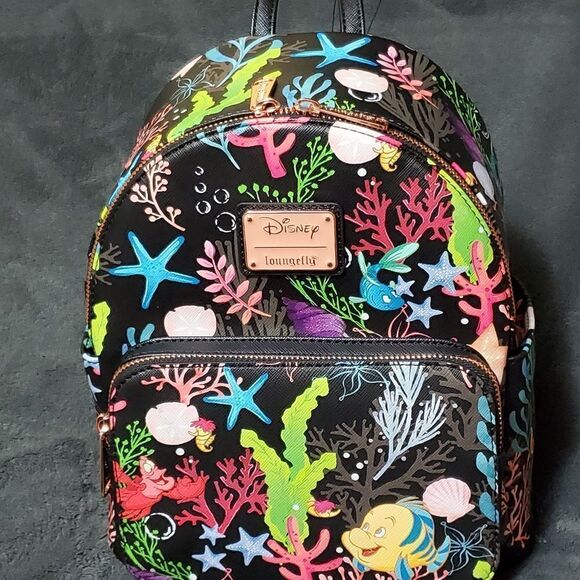 Disney Loungefly Ariel Mermaid Sebastian & Flounder Backpack